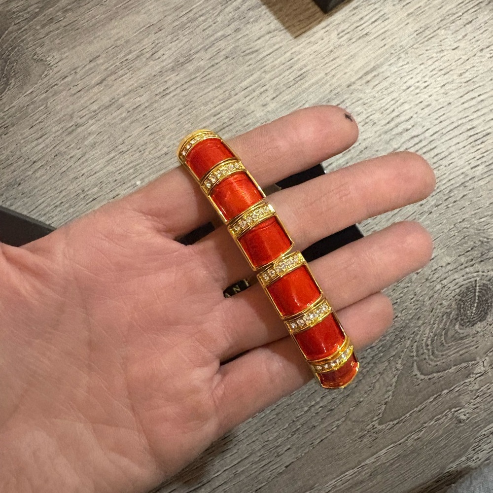 Joan Rivers Red and Gold Striped Bangle